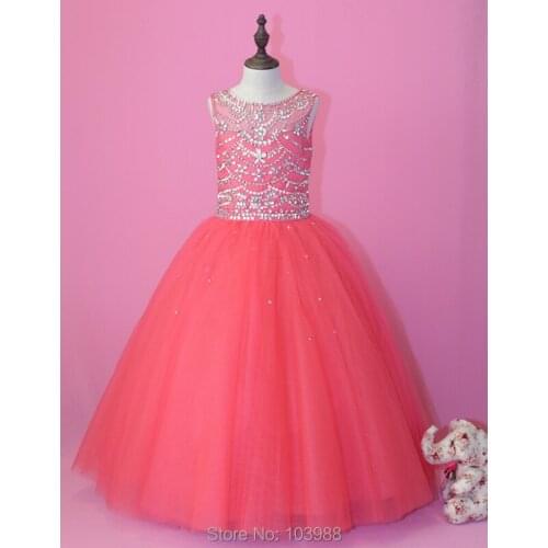 100% real photo free shipping Vintage ball gown Flower Girl Dresses Floor Length Christmas gift birthday dress