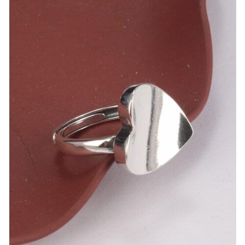 100% S925 Sterling Silver Fashion Shining Love Heart Ring Simple Curved Open Index Finger Heart Ring