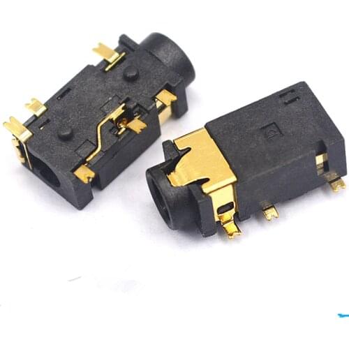 200Pcs 3.5mm Headphone Socket Audio Socket Pj-342 Surface Mounted 6 Feet Dual channel Gold Plated PJ342
