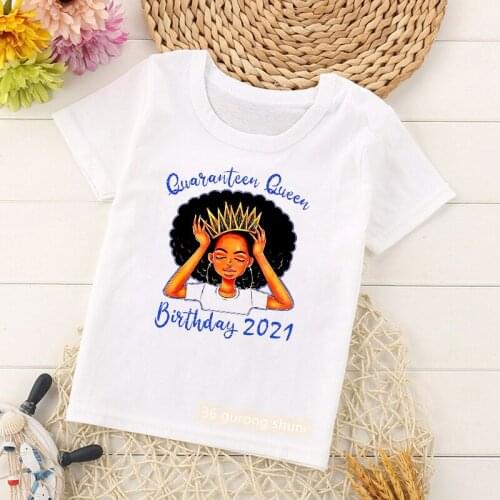 2021 Happy Birthday T Shirt Kawaii Africa Black Girl Black Queen T-Shirt Kids Clothes Girls Tshirt Tee Top Short Sleeve T-Shirts