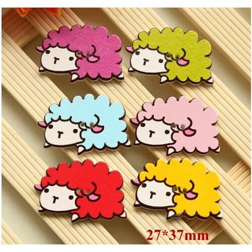 30pcs/lot Size:27*37mm Cute sheep shape wooden buttons, Painting button for craft, Sewing accessories (ss-k800)