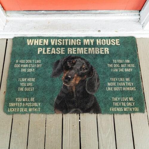 3D Please Remember Dachshunds Dogs House Rules Doormat Non Slip Door Floor Mats Decor Porch Doormat