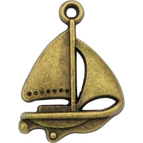 70pcs-Antique Bronze Sailboat Charms Pendant 23x17mm