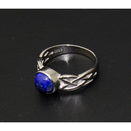 925 Sterling Silver Movie "The Vampire Diaries" Elena Gilbert Inspired New Daylight Ring Real Lapis Lazuli
