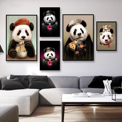 Abstract Art Panda Canvas Art Paintings Animal Poster and Print Cuadros Wall Art Picture for Kids Bedroom Home Decoration Gift