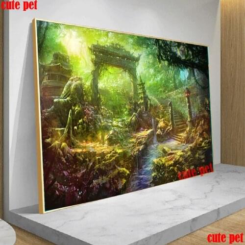 Diamond painting Ancient forest mysterious garden DIY cross stitch kit decoration painting 5D rhinestone embroidery mosaic gift