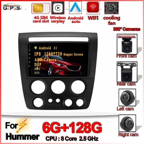 Android 11 Navigates Carplay GPS Dual Lens DSP 1080p IPS Screen For Hummer H3 1 2005-2010 On-board Wireless Multimedia Video Pla
