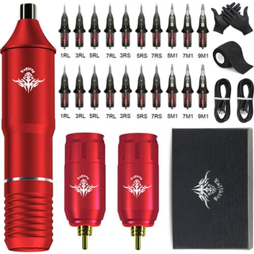 Wireless Power Tattoo Machine Set Professional RCA Interface Rotary Tattoo Machine Pen Kit With Cartridge Needle Tattoo Body Art