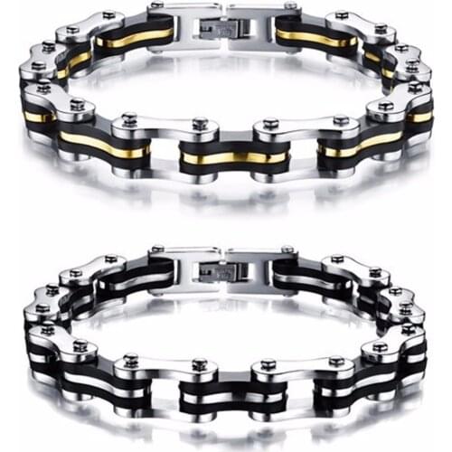 Granny Chic First Class Technology Mens Bike Bracelet Stainless Steel Biker Bicycle Motorcycle Link Chain Punk Heavy Jewelry