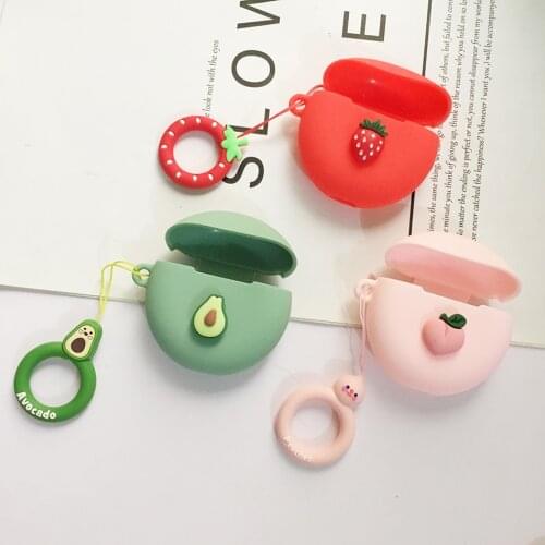 For huawei freebuds 4i 4 3 PRO4 Case Cartoon Cute Fruit Anti-lost Ring Silicon Protect Cover freebuds 4 Wireless Earphone Case