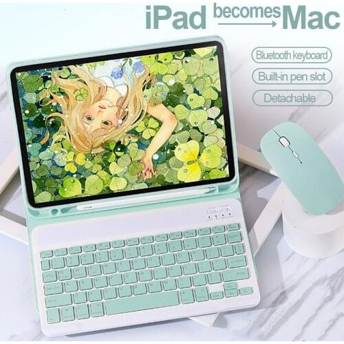 Bluetooth Keyboard Mouse Case For iPad 5th 6th 7th 8th Air 1 2 3 4 Pro 9.7 10.5 11 Smart Cover 30pcs/Lot