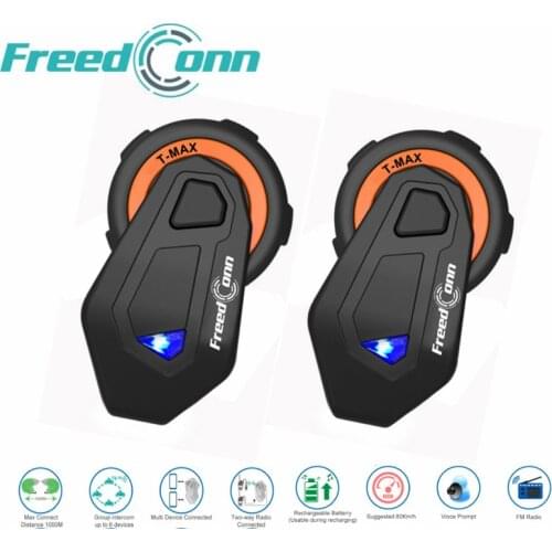 2PCS Freedconn V4.1 T-MAX Bluetooth Motorcycle helmet bluetooth headset intercom 6 riders group intercom BT Interphone FM Radio