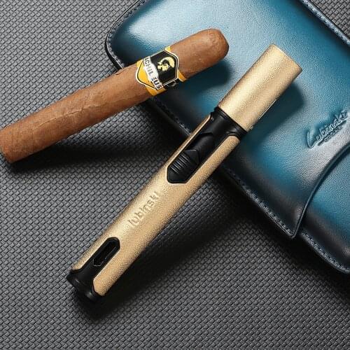 GALINER Gas Lighter Cigar Smoking Accessories Portable 1 Jet Butane Torch Cigar Lighters Metal Mini Strip Shape Fire Starter