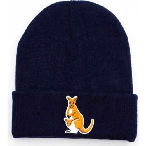 Kangaroo animal embroidery Cotton Thicken knitted hat winter warm hat Skullies cap beanie hat for kid men women 191