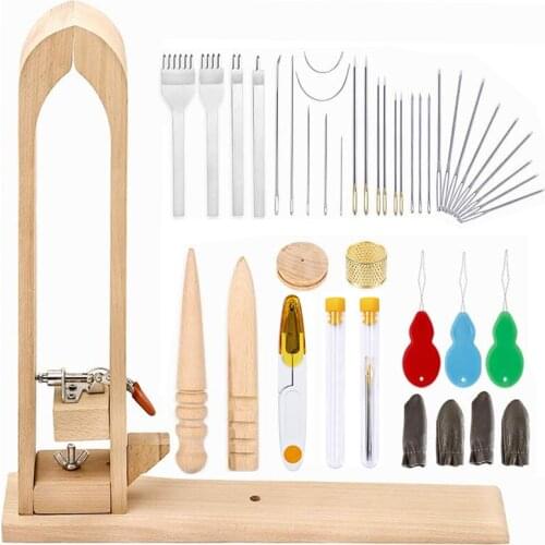 LMDZ Leather Sewing Needles Prong Punch DIY Hand Stitching Leather Pony Table Lacing Desktop Pony Horse Clamp Leather Tools