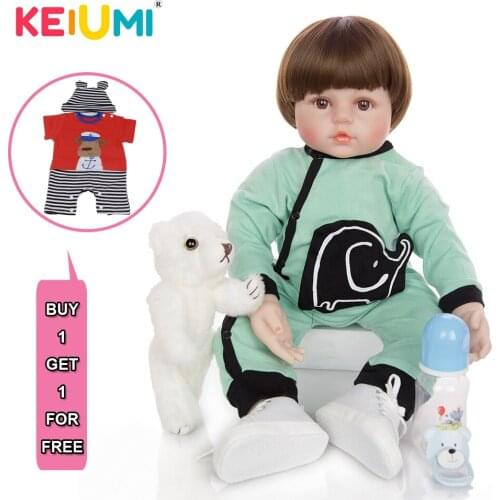 KEIUMI Cartoon Reborn Baby Dolls Boy 60 cm Cosplay Elephant Reborn Boneca Realistic 24 Inch Birthday Children‘s Day Gifts