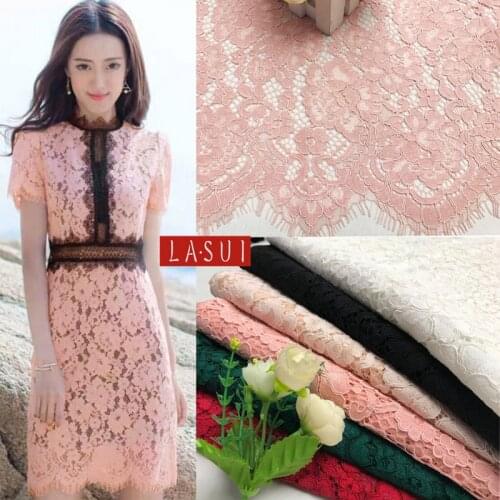 LASUI 6 colors 1.5m*1.5m The new car bone lace strands 3D fabrics big hollow embroidered cloth fabric dress material C0090