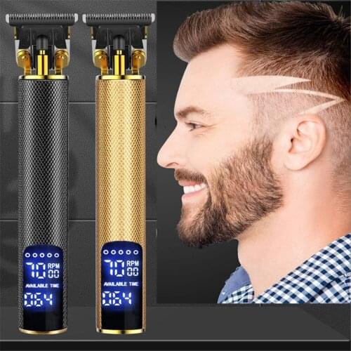 USB Charging Lcd Digital Display Hair Clipper Oil Head Push Electric Hair Clipper Carving Knife