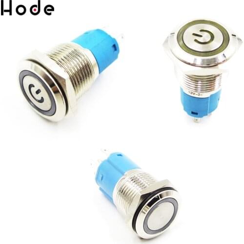 Momentary/Latching Colorful Useful Durable 16mm LED Power Push Button Switch Waterproof Metal Self-Locking Stainless