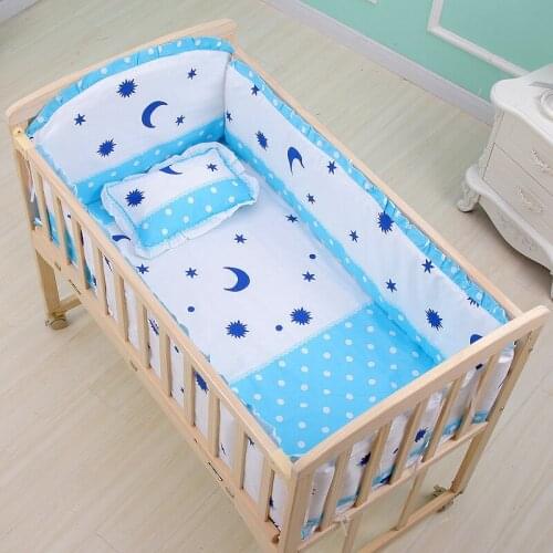 Cute Cartoon Print Cotton Baby Bed Bumper Set, Kids Crib Around Cushions Childrens Beding Supplies