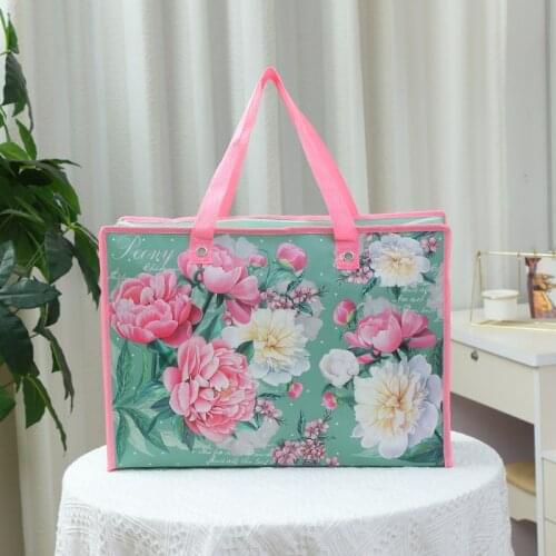Reusable Square Foldable Shopping Bag Non-Woven Folding Travel Shopper Bag Patchwork Color Portable Storage Bags