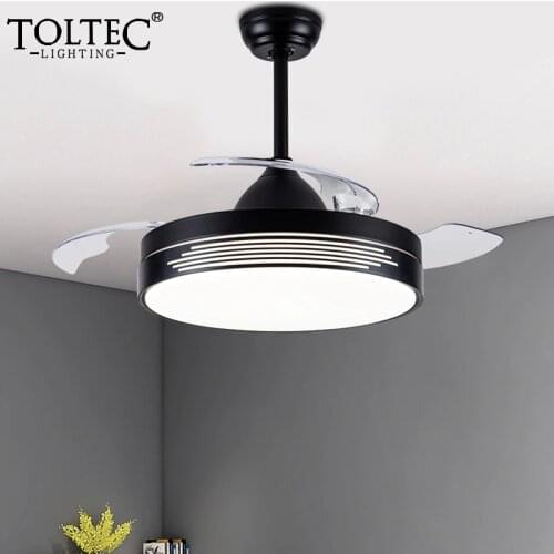 Invisible 36 Inch Led Lighting Chandelier Fan With Lamp With Remote Control Modern Fashion Roof Lights Ceiling Fans For Home