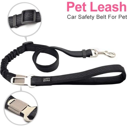 Nylon Dogs Car Seat Belt Pet Leashes Elastic Big Dog Safety Leash Lever Harness Lead Clip Traction Reflective Pets Supplies
