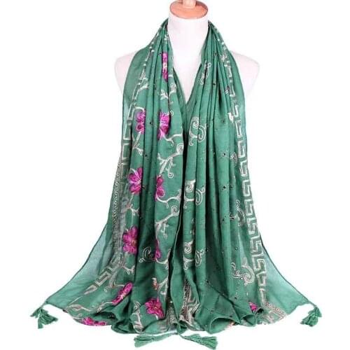 2019 New Cotton Scarf embroidery flowers National Wind Long Scarves For Women Wrap Shawl Stole 37