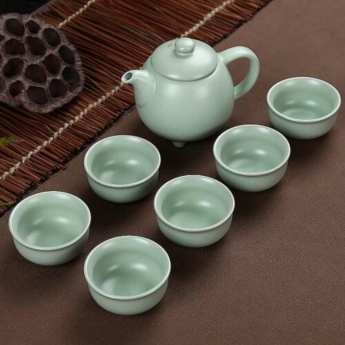 2018 new arrival celadon teapot ceramic tea cup portable travel tea set chinese kung fu tea set drinkware 1pot+6cups