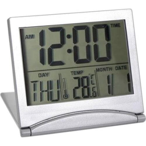 New Digital LCD Weather Station Folding Desk Temperature Travel Alarm Clock