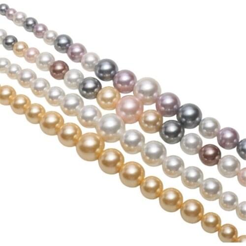 White Freshwater Round Natural Shell Beaded Necklaces Mother of Pearl Shell Chockers Wedding Chains Pearl Jewelry Gifts Women