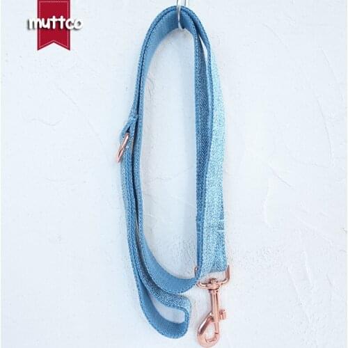 MUTTCO adjustable pet collar for training comfortable puppy necklace THE SKY BLUE SUIT handmade dog leash 5 sizes UDC071M