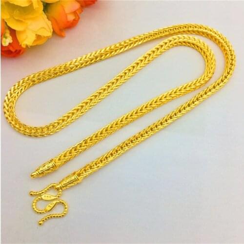 Luxury Thailand Sand Gold Necklace Thick Snake Bone Yellow Gold Color Chain Necklace for Men Wedding Engagement Jewelry Gifts
