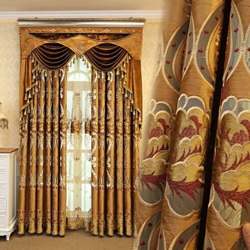 Luxury Embroidery Curtains for Living Room Bedroom High Quality Hot Sale European Coffee Curtains Elegant Drapes Tulle Valance