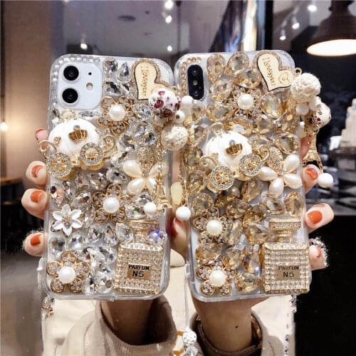 Luxury Shiny Diamond Crystal Rhinestone Sparkly Jewelled Gemstone Pumpkin Car 3D Handmade Clear Cover Case for iPhone 12 Pro Max