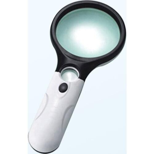 Handheld 3X 45X Illuminated Magnifier Microscope Magnifying Glass Aid Reading for Seniors loupe Jewelry Repair Tool With 3 LED