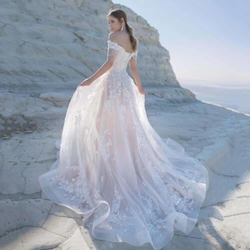 Thinyfull New Arrival Wedding Dresses A Line Sweetheart Off The Shoulder Bride Dresses Tulle Lace Appliques Bridal Gown 2020