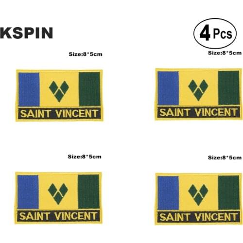 Saint Vincent Rectangular Shape Flag Iron on Saw on Patches Embroidered Flag Patches National Flag Patches for Clothing
