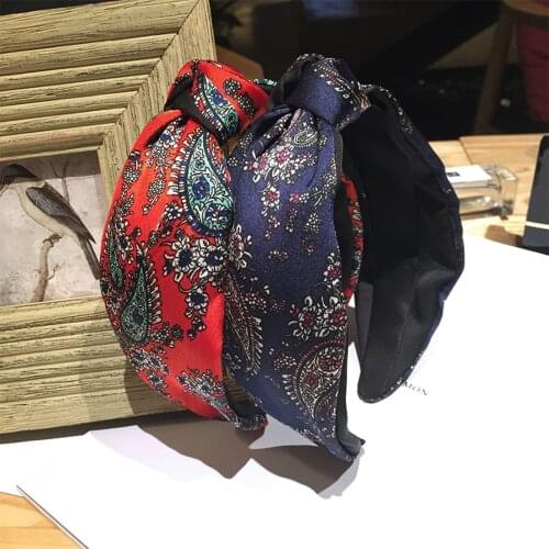 Vintage Cross Knot Headband Turban Women Knotted Head Hoop for Girls Floral Hairband Wide Headbands For Women Hair Accessories