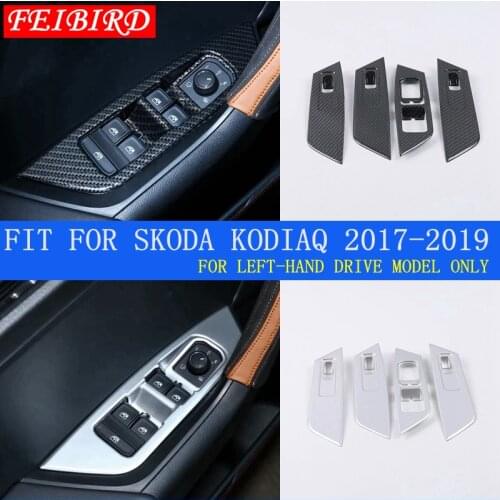 Inner Door Armrest Window Lift Control Button Cover Trim ABS Interior Fit For Skoda Kodiaq 2017 - 2020 Left-hand Drive Model