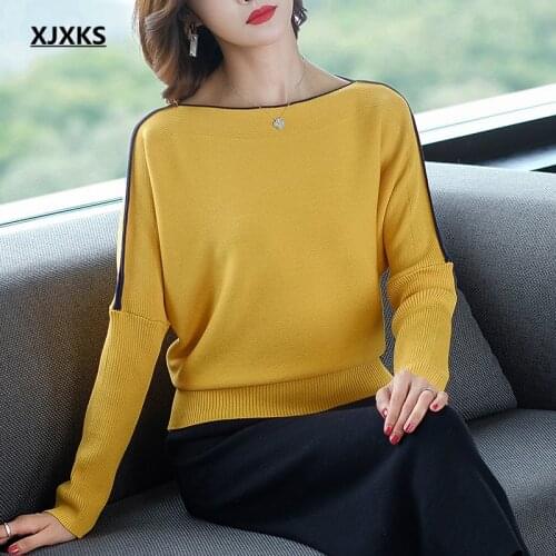 XJXKS 2021 autumn winter new fashion bat sleeve women sweater high-end wool knitted sweater women pullover
