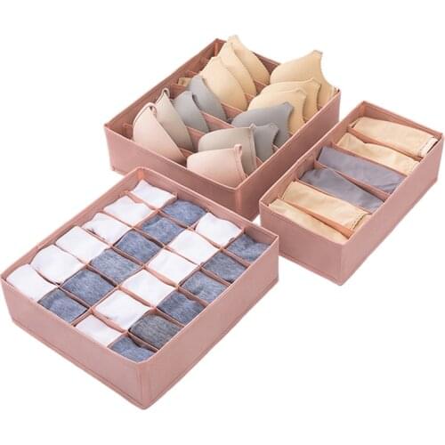 3PCS Underwear Socks Organizer Fordable Set Bra Storage Box Non-Woven Drawer Closet Organizer Drawer Divider Boxes Dormitory