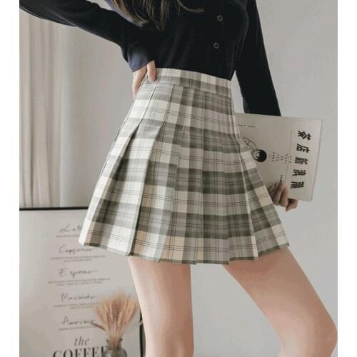 S-2XL Plaid Summer Women Skirt 2020 High Waist Stitching Student Pleated S Cute Sweet Girls Dance Mini