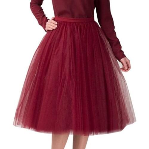 YUNUO Womens A Line Pleated Tulle Skirt Tutu Wedding Bridal Overskirt Petticoat for Party Elastic High Waist платье Knee Length
