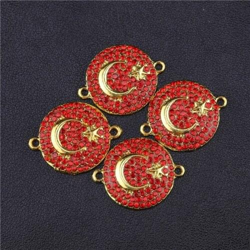 Juya 5pcs Wholesale DIY Allah Jewelry Supplies Handmade Cz Rhinestones Connectors Accessories For Islam Muslim Jewelry Making