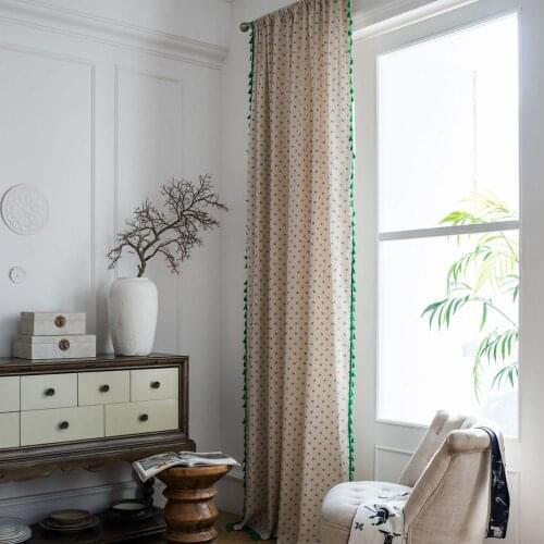 Curtains for living room vintage line cotton curtains for bedroom Daisy print tassel curtains Window Curtain Drapes