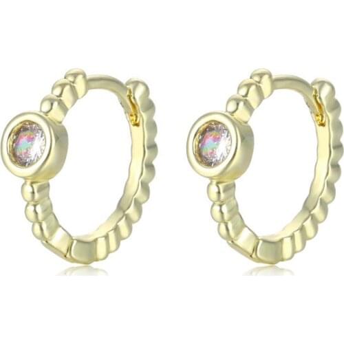 Earrings for Women Womens Mini Round Huggies Round Micro-set Single Diamond Zircon Trend Earrings Earrings Hoop Earrings