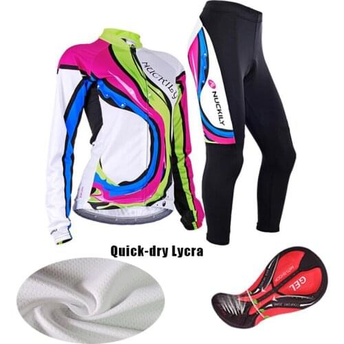 Women Fashion Lycra Fabric Cycling Jersey Set 2021 Autumn Long Road Bike Clothing MTB Suit Female Bicycle Clothes Uniform Dress