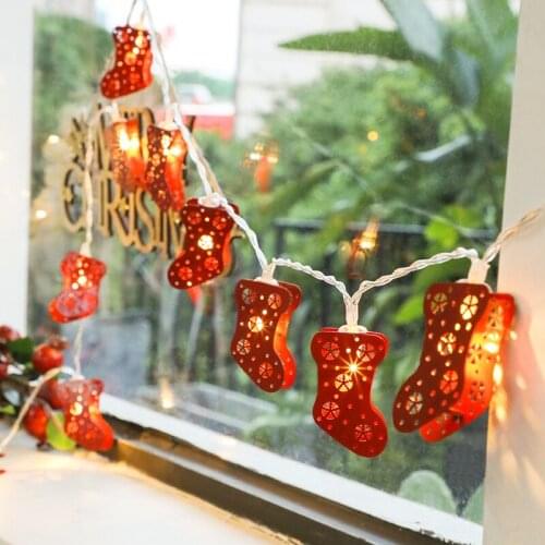 10 LED Christmas Sock String Lights For Christmas Tree Lights Outdoor Fairy Lights Home Decor Xmas Garland LED Lights Decoration
