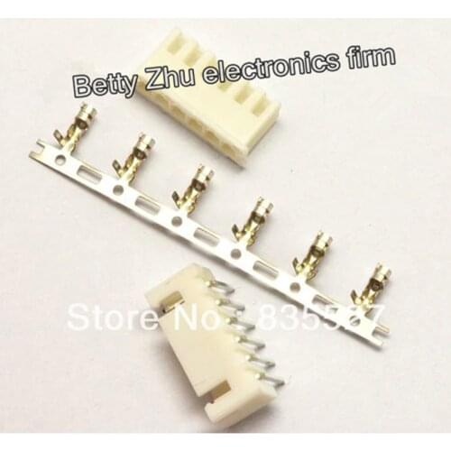 100pcs/lot XH2.54-6P 6PIN terminal block 2.54MM pitch connector : plug + plastic bending needle socket + terminal